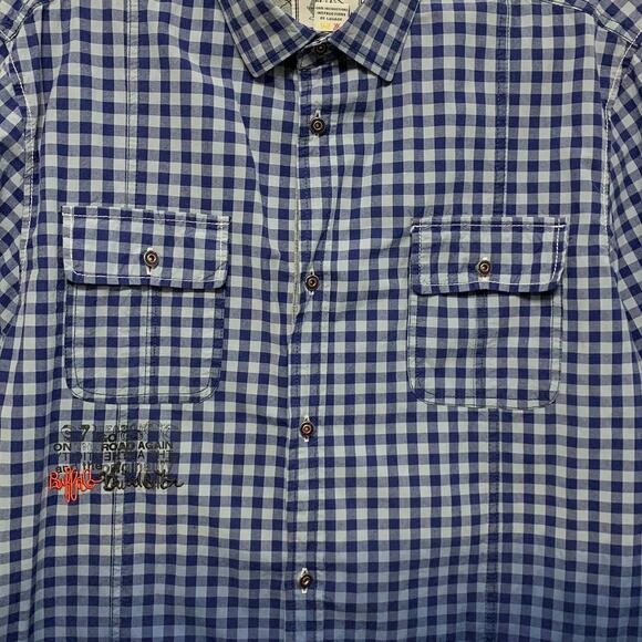 Buffalo David Bitton Premium Shirts Check Ombre Button Front Top Mens Sz XL Blue - Picture 4 of 9
